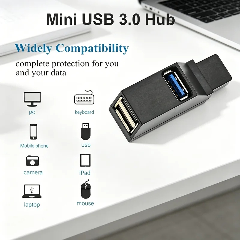 Laptop Accessories Hub - USB 3.0 2.0 Döndürülebilir 3 Bağlantı