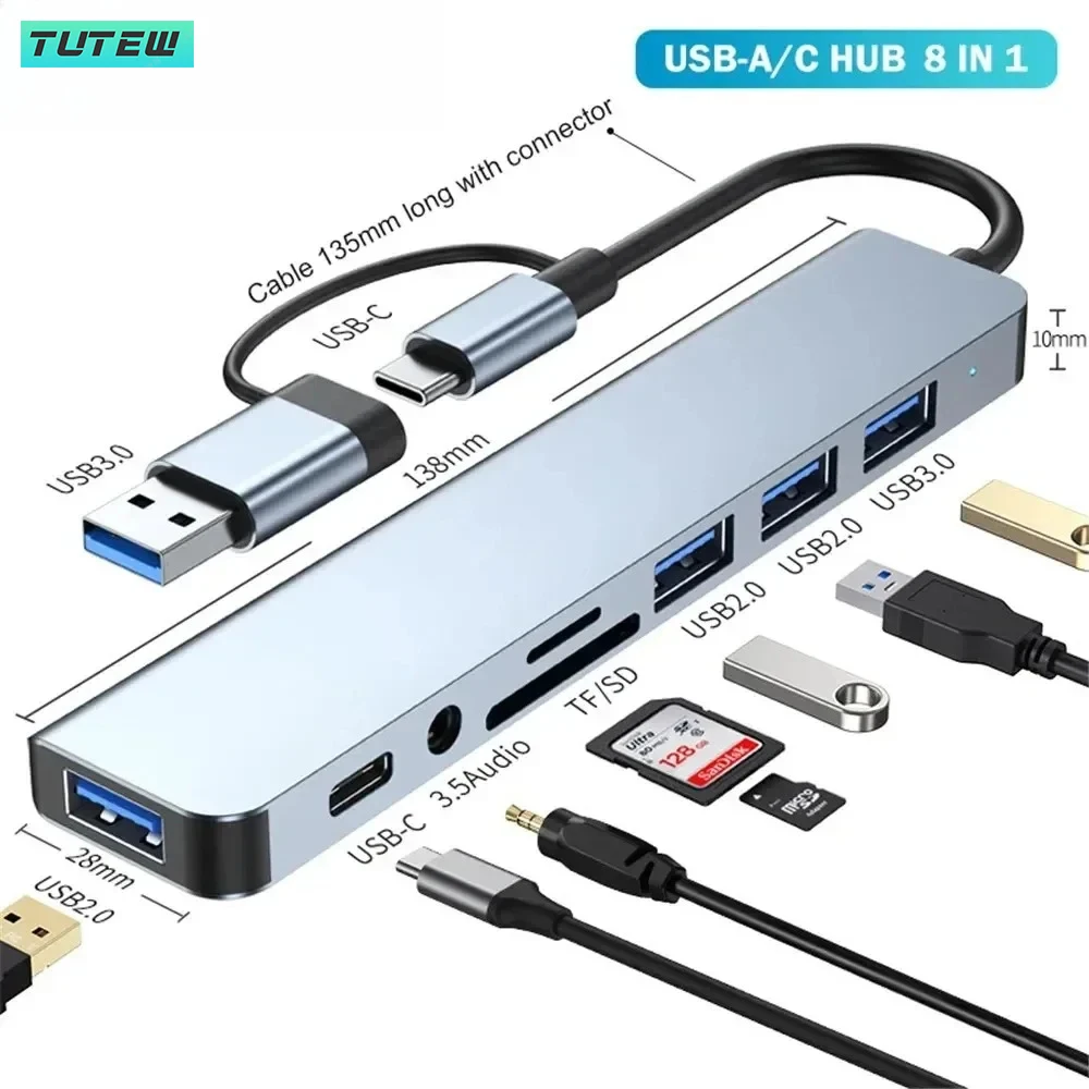Laptop Accessories Hub - 8'i 1 arada USB C Hub