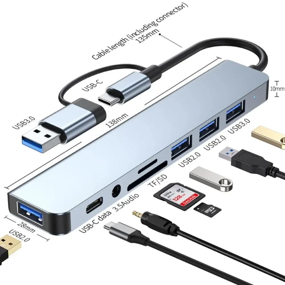 Laptop Accessories Hub - 8'i 2 USB-C Hub 3.0 SD/TF