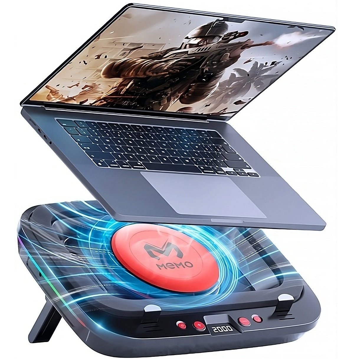 Laptop Cooling Pad - LED Ekranlı Memo Laptop Soğutucu, 30W