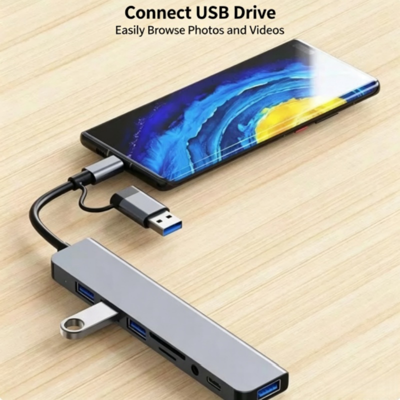 Çift Başlı Tip-C 8'i 1 Arada Ç - Laptop Accessories Hub incelemesi ve fiyatı
