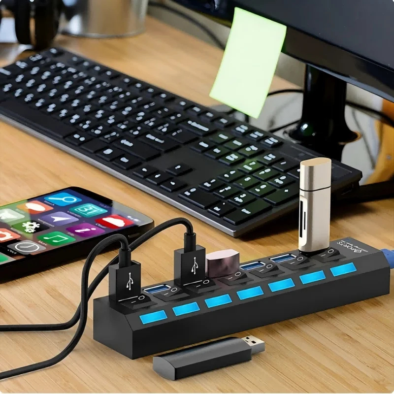 7 Portlu USB 2.0 Hub LED 5Gbps - Laptop Accessories Hub incelemesi ve fiyatı